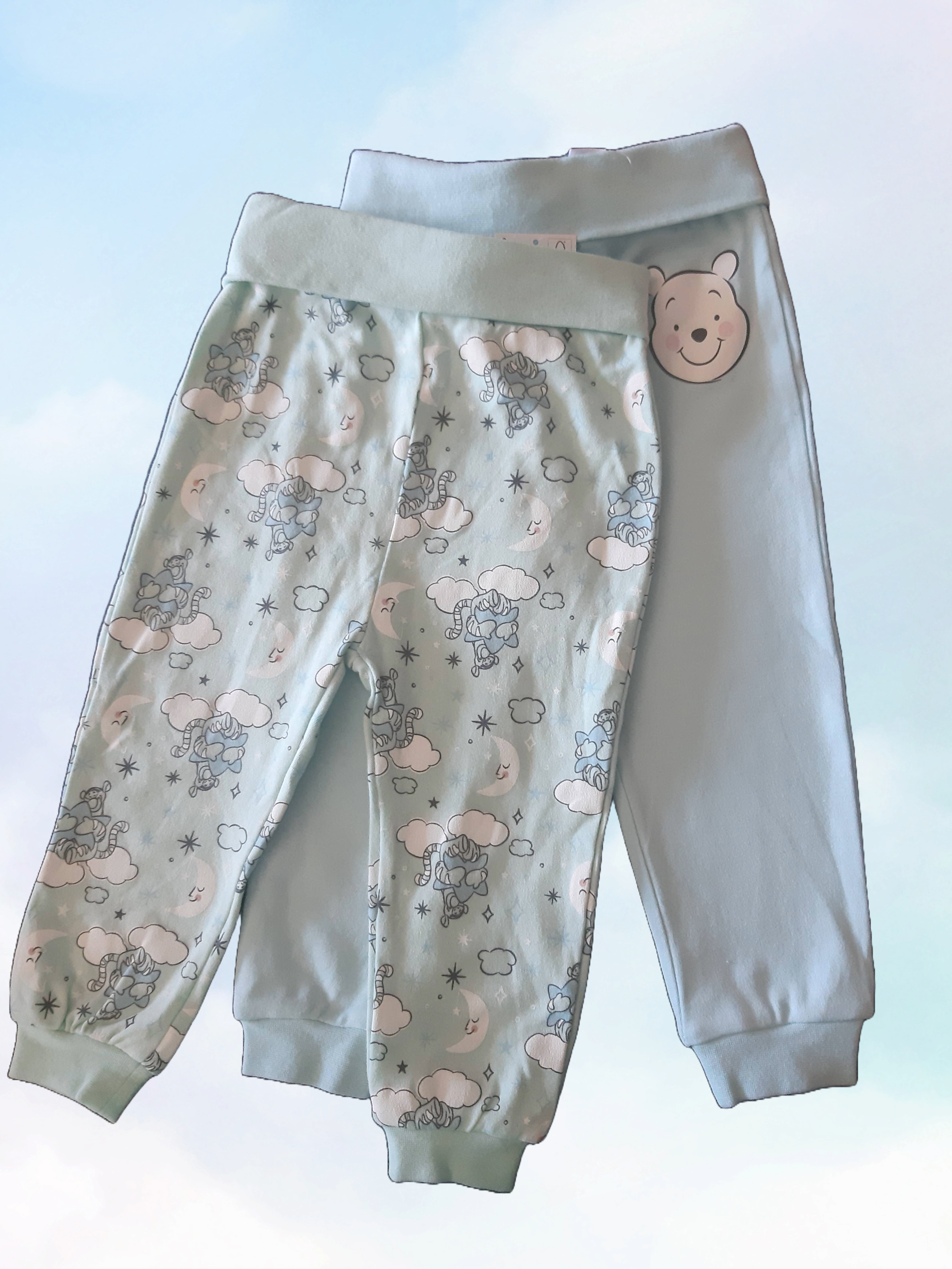 Disney Baby 2 pcs. Children's cotton pants, blue and green with print