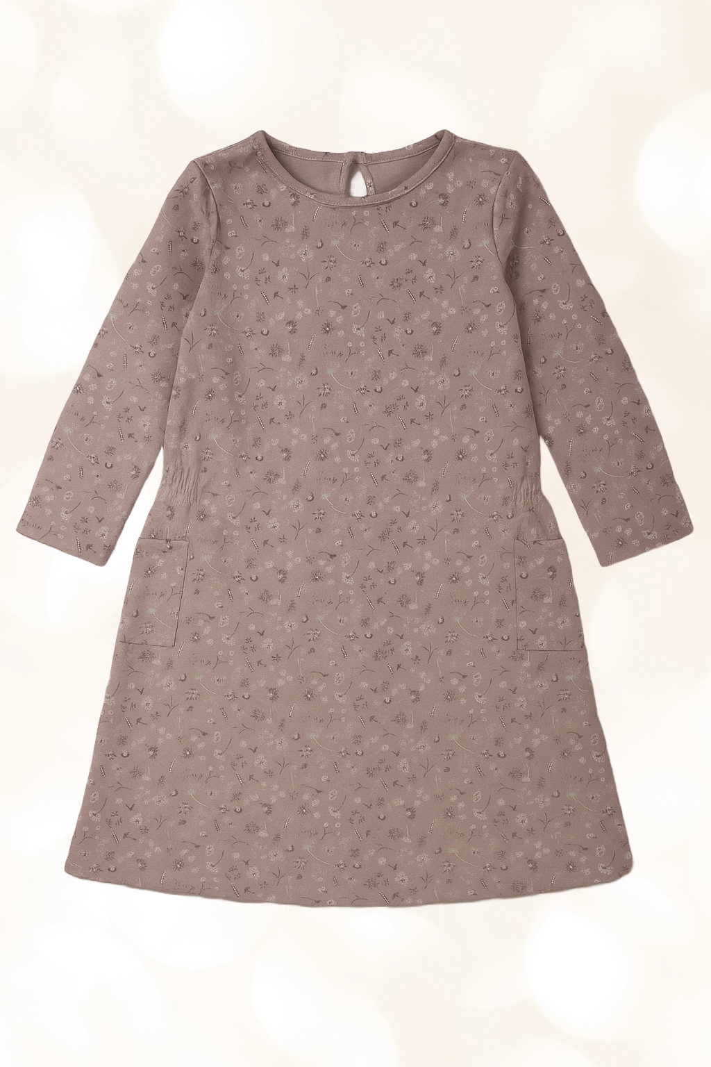 Children's cotton dress, pink with print 