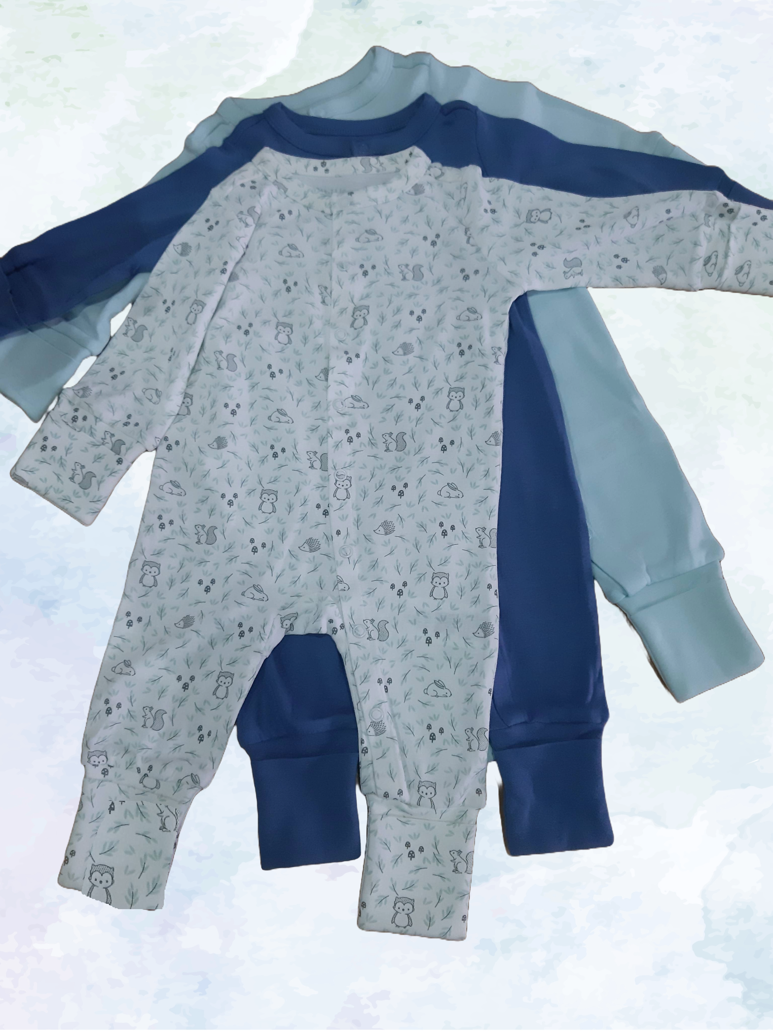 Set of 2 children's long-sleeved T-shirts, blue 