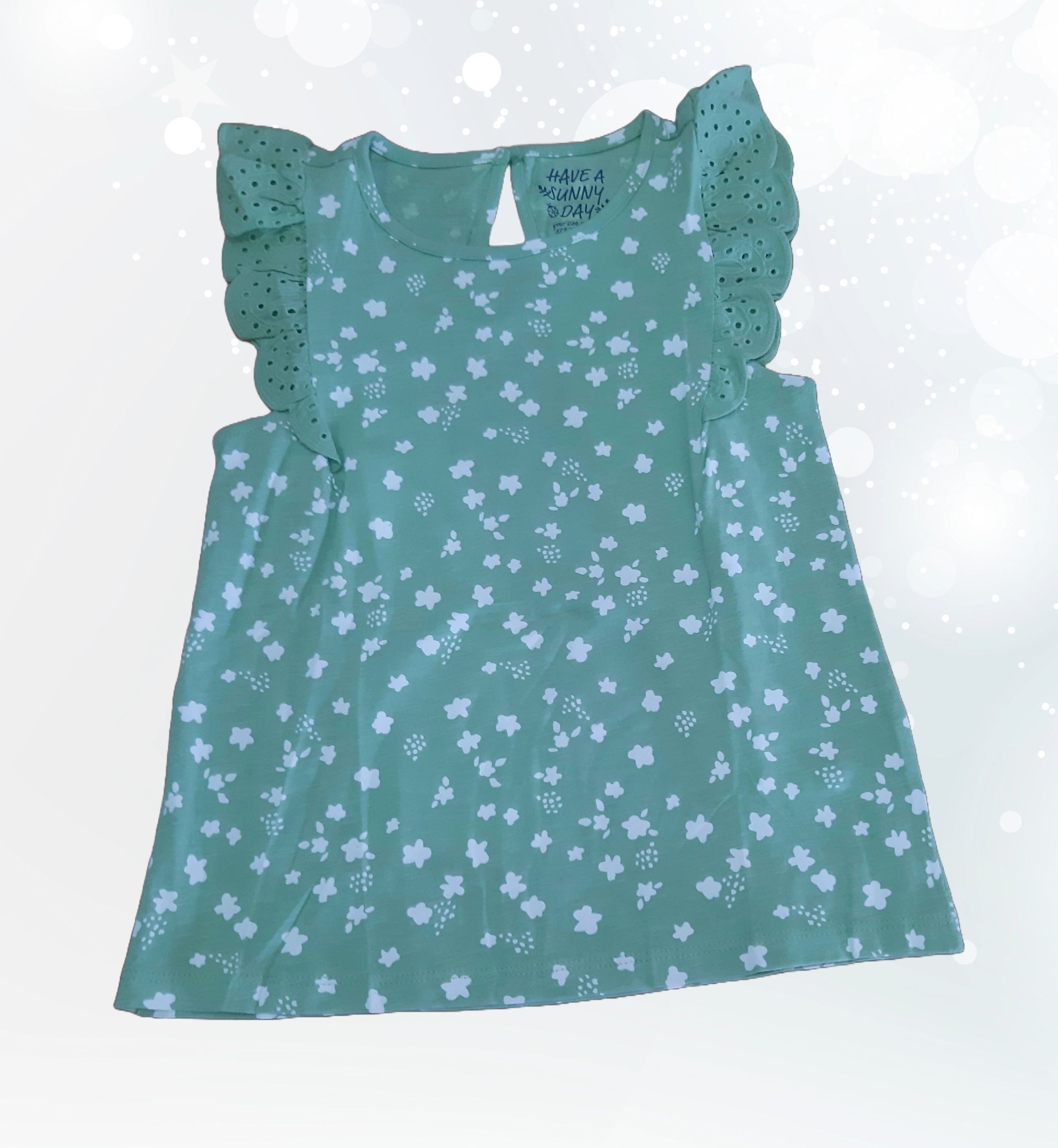 Set of 2 organic cotton children's t-shirts, blue and green 