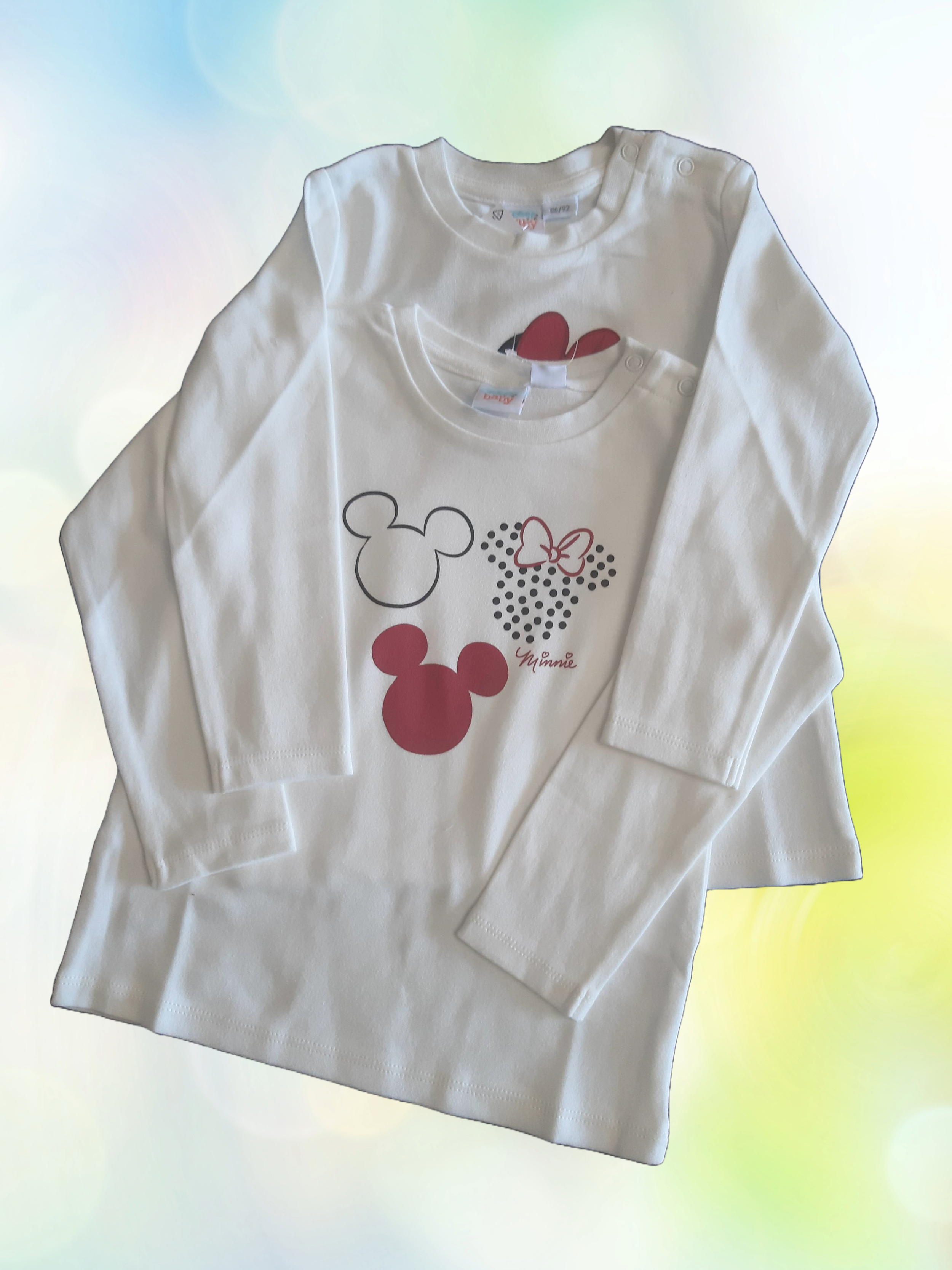 Disney Baby 2 pcs. Mickey and Minnie Mouse children's cotton blouses, white