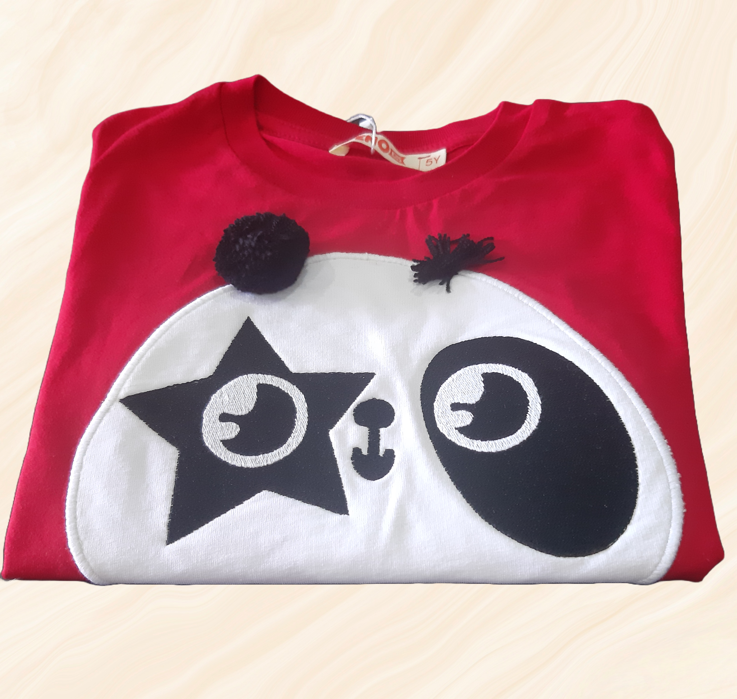 Children's cotton blouse, red with print