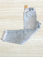Children's cotton elastic jeans with Star applique, light blue