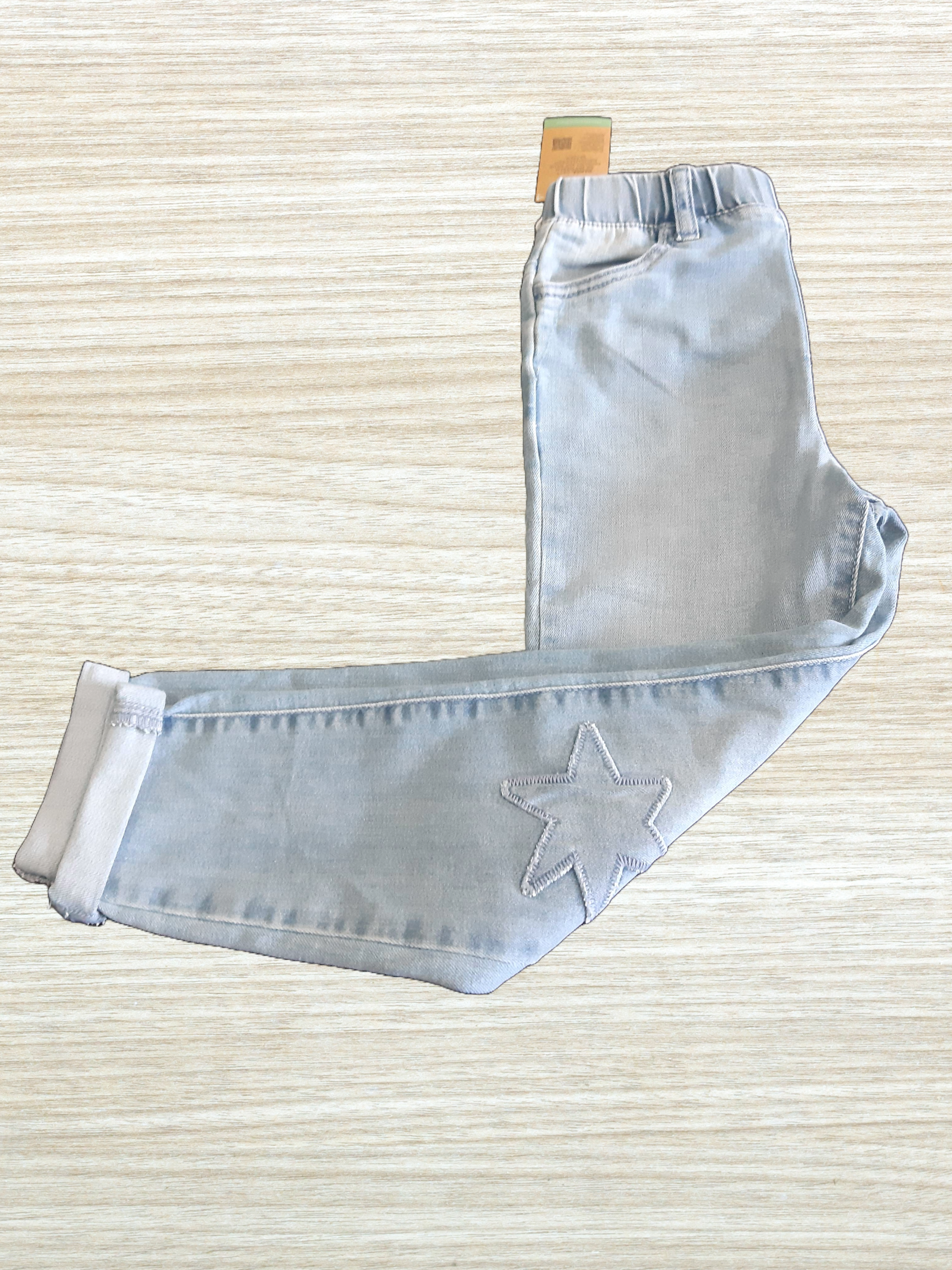 Children's cotton elastic jeans with Star applique, light blue