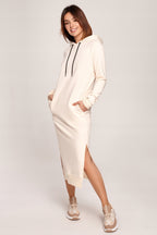 Be Wear Women's sporty-elegant cotton dress with hood, ecru