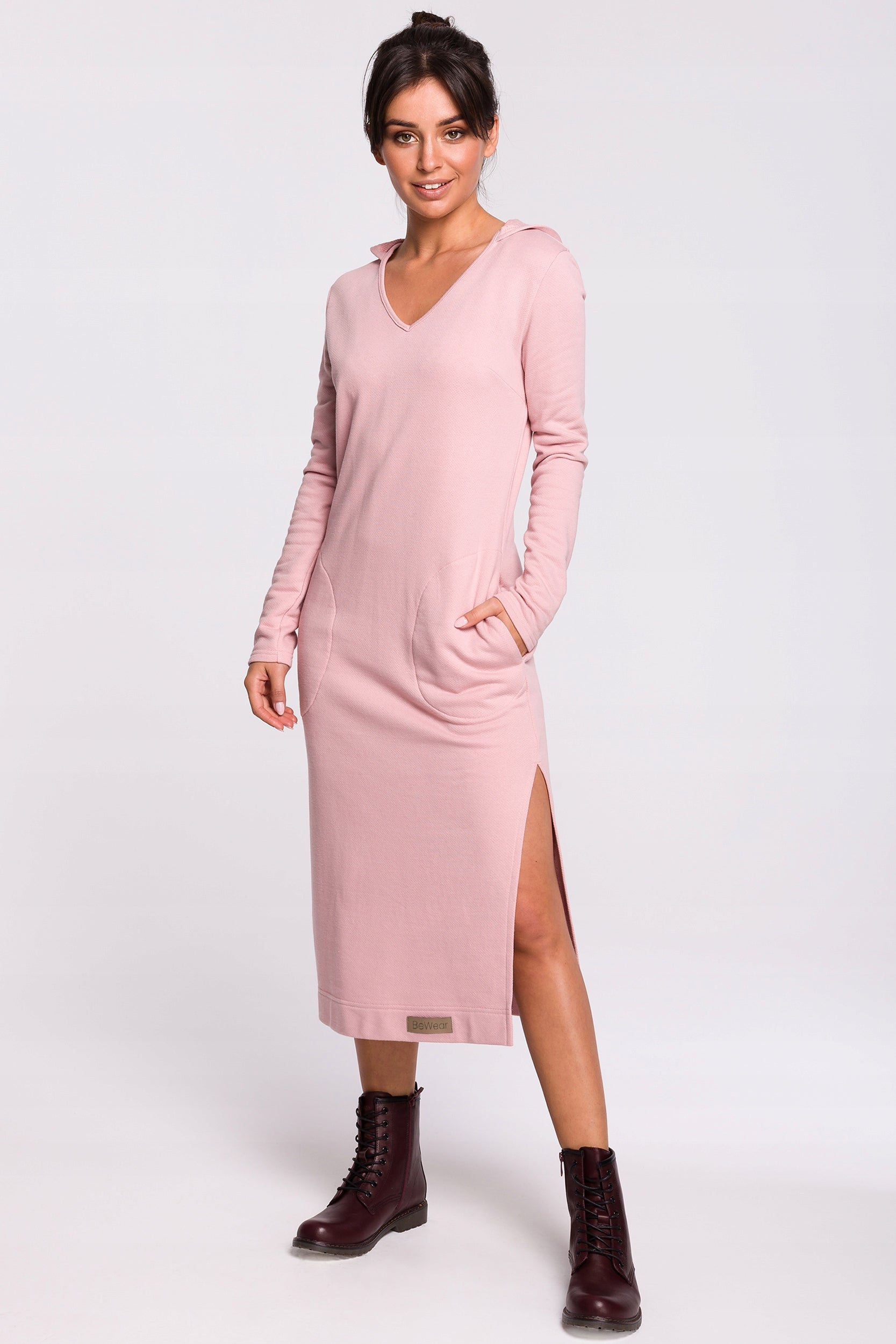 Be Wear Women's sporty-elegant cotton dress with hood, pink