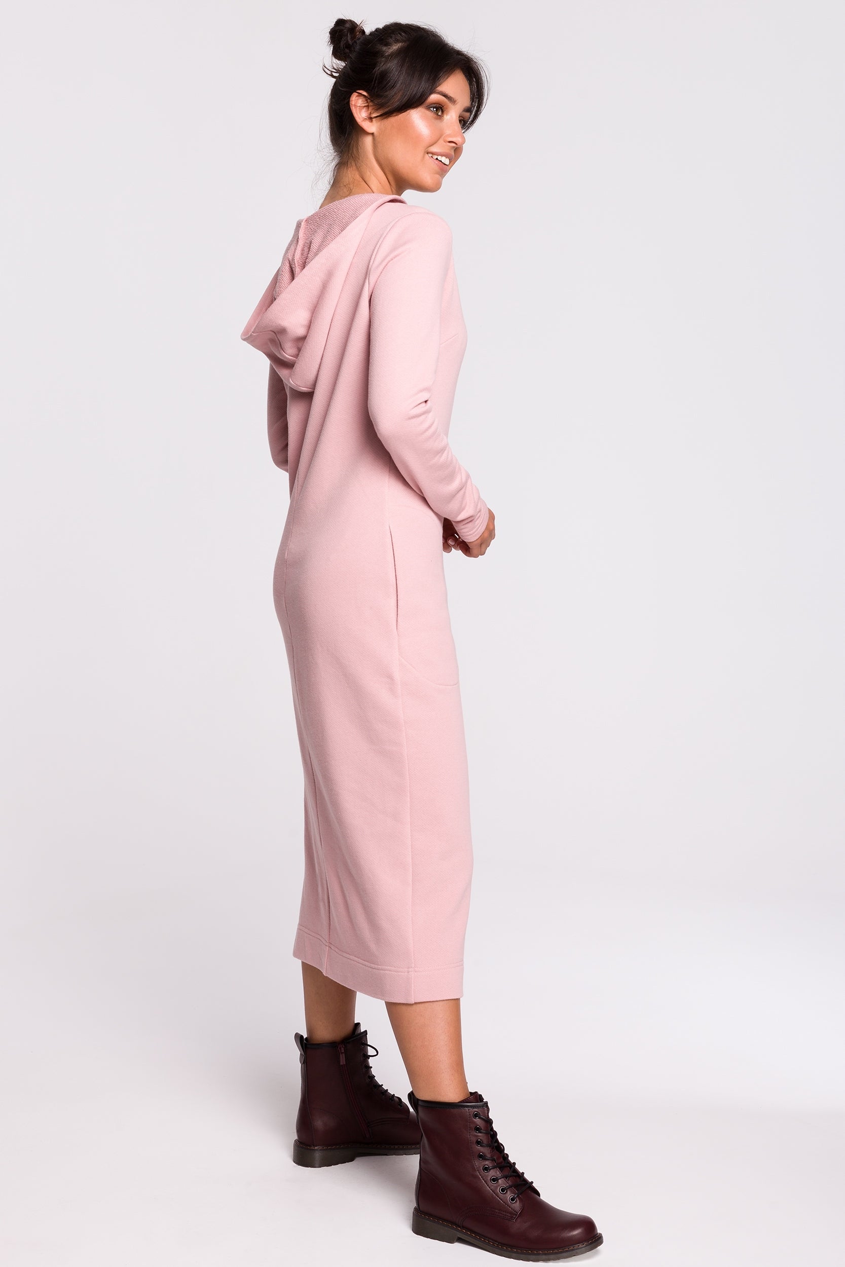Be Wear Women's sporty-elegant cotton dress with hood, pink