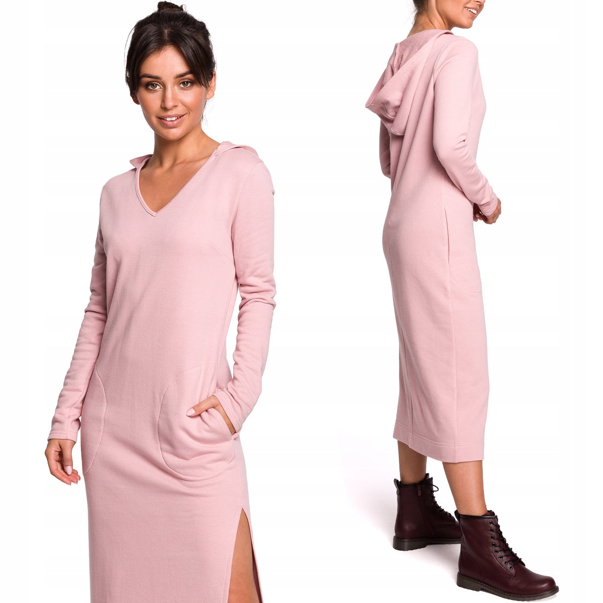 Be Wear Women's sporty-elegant cotton dress with hood, pink
