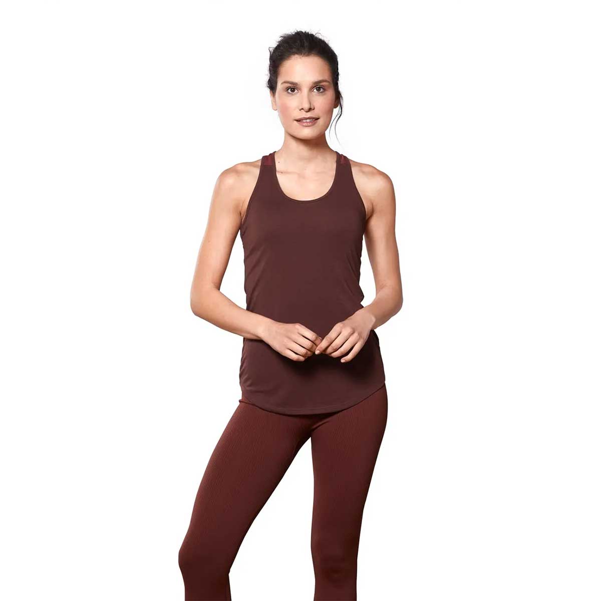 Спортна тениска DryActive Plus 2 в 1, бежова / тъмно червена