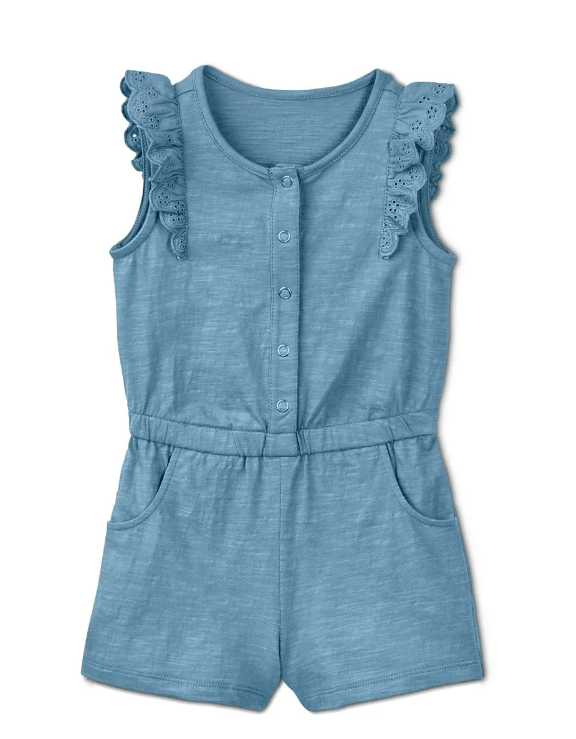 Cotton jumpsuit for girl, blue