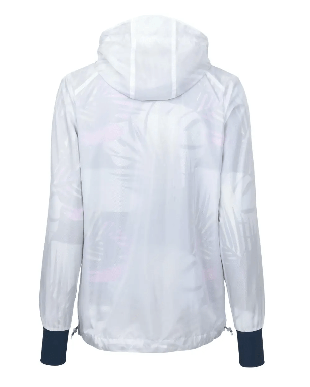 Дамско спортно ветроустойчиво яке с качулка, бяло