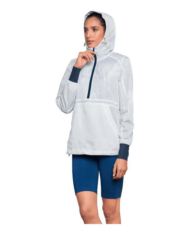 Дамско спортно ветроустойчиво яке с качулка, бяло