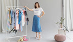 Casual skirt in a classic shape, blue and white 