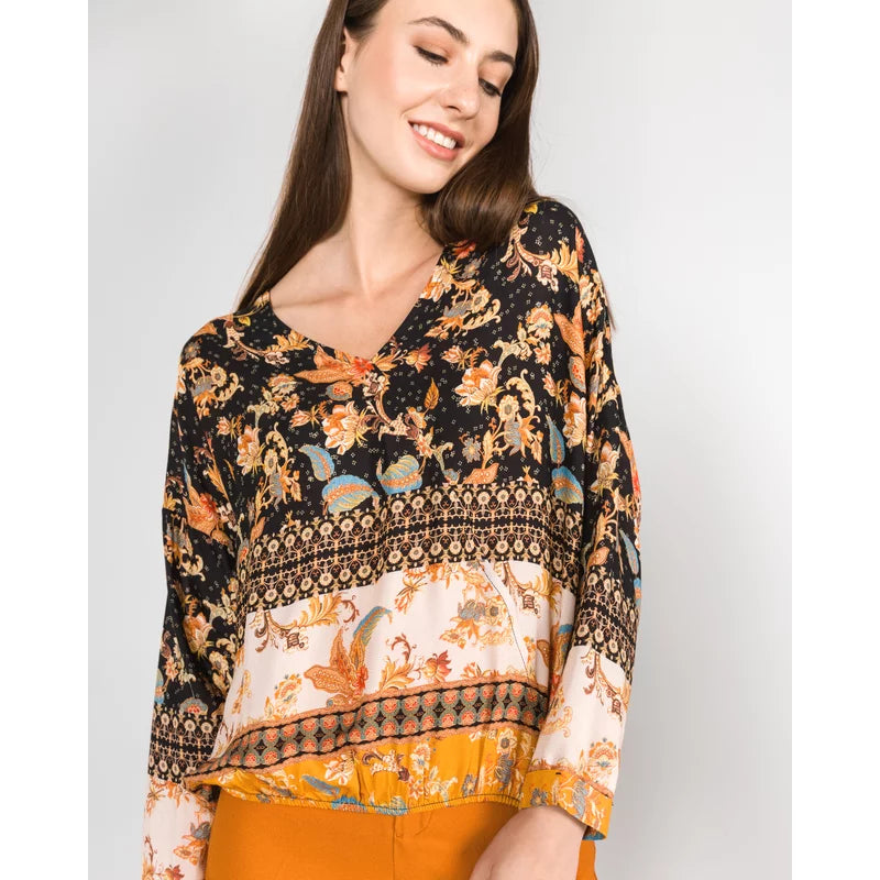 DESIGUAL Дамска елегантна блуза 7/8 ръкав, разноцветна
