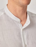 Men's long-sleeved linen shirt RNT23, white