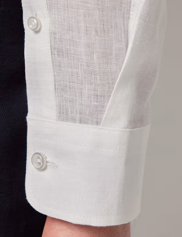 Men's long-sleeved linen shirt RNT23, white