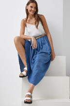 Diesel Long cotton maxi skirt with pockets, blue denim