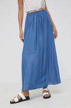Diesel Long cotton maxi skirt with pockets, blue denim