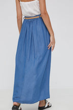 Diesel Long cotton maxi skirt with pockets, blue denim