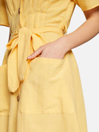 Mavi Jeans Women's linen dress with buttons, vanilla color
