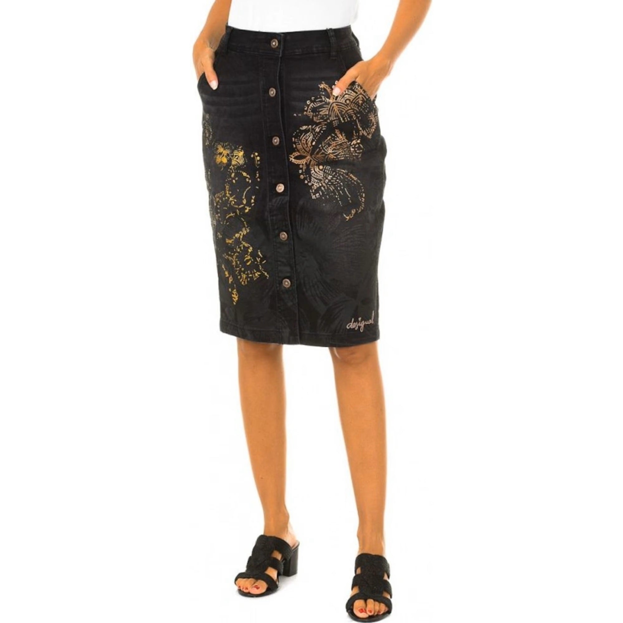 Women's black denim skirt Desigual Fal Clara