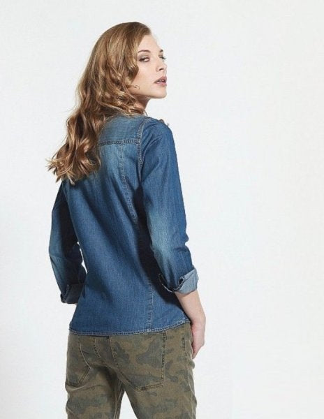 Women's organic cotton denim shirt, blue 