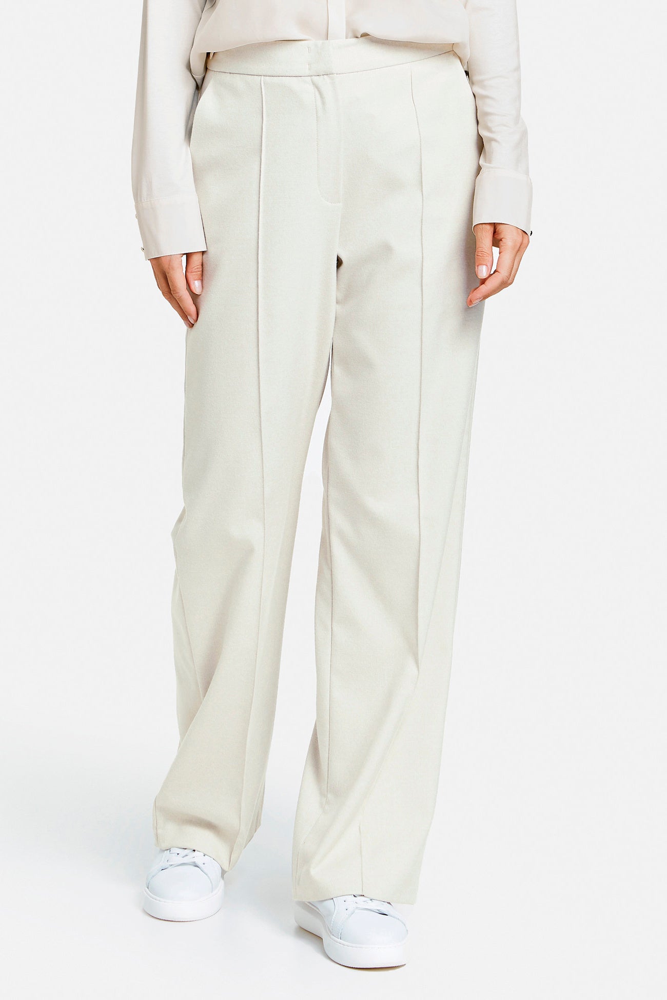 Women's wide-leg trousers Gerry Weber, ecru