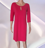 Cartoon Women's knitted dress with 3/4 sleeves season 2025, coral