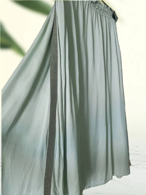 Cartton Summer satin skirt mid-length, green