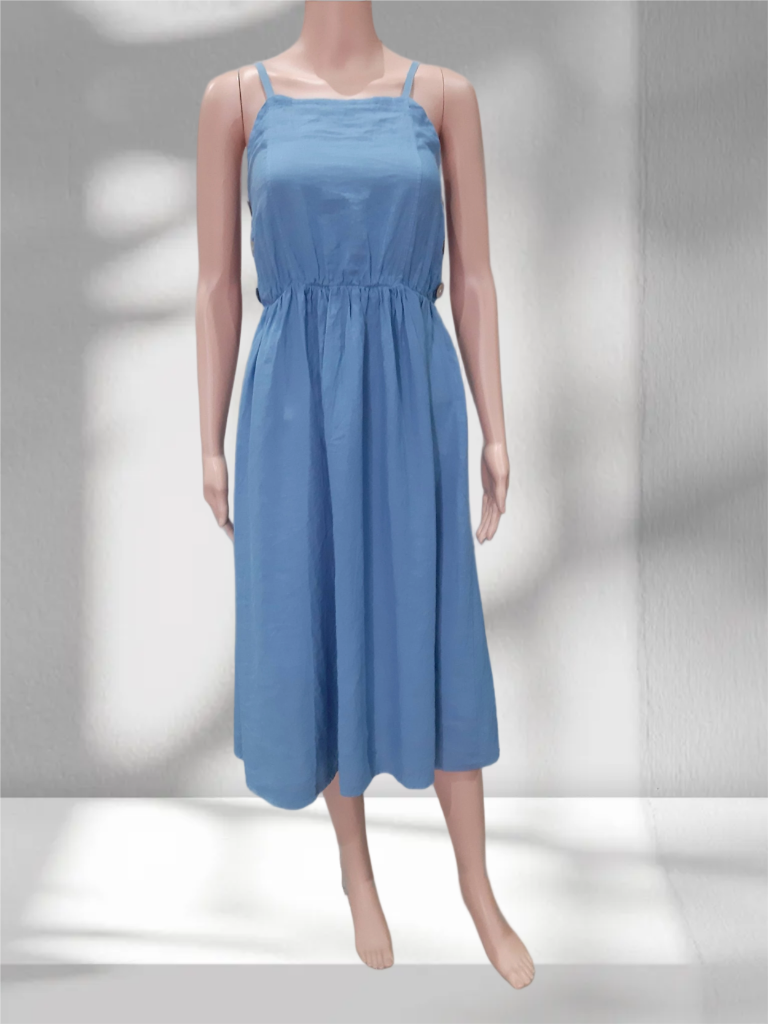 Women's linen dress in blue, collection 2025