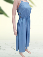 Women's linen dress in blue, collection 2025