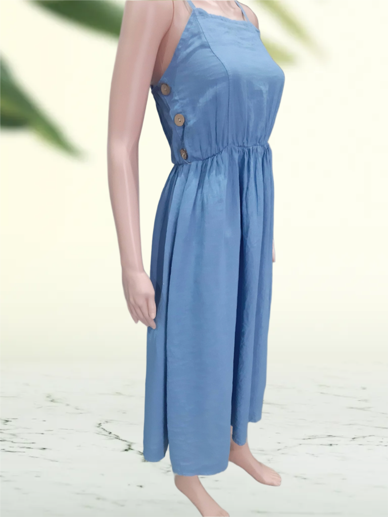 Women's linen dress in blue, collection 2025