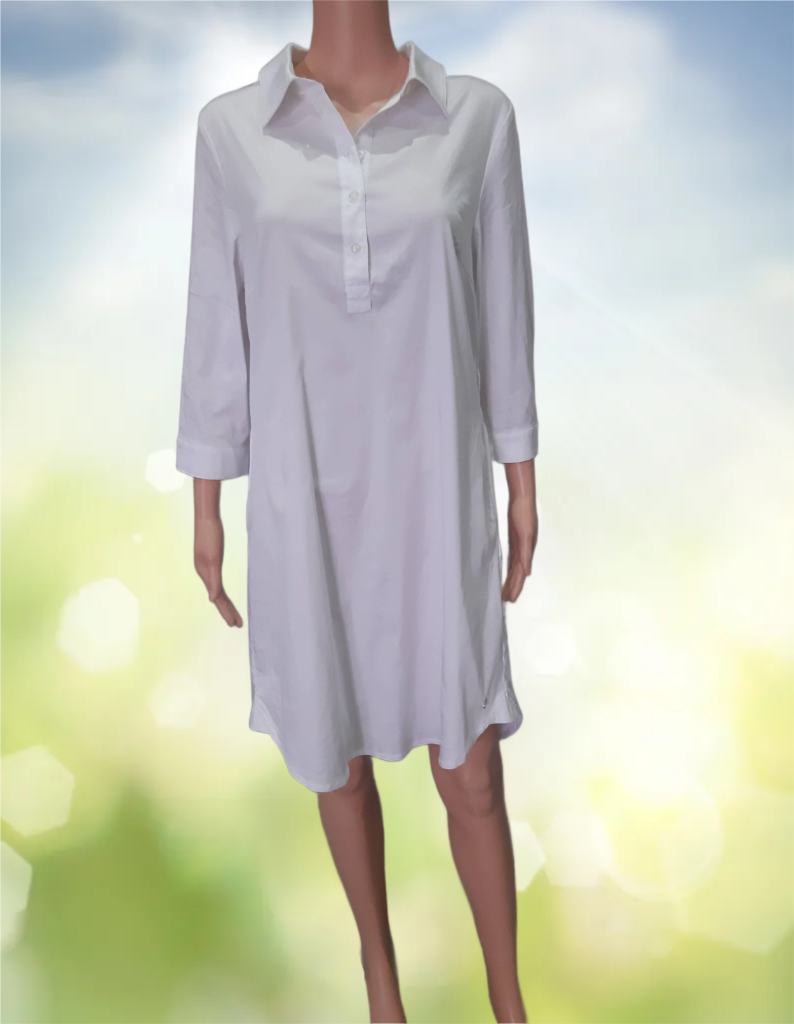 JETTE Cotton shirt-dress in sporty-elegant style, snow white