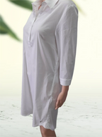 JETTE Cotton shirt-dress in sporty-elegant style, snow white