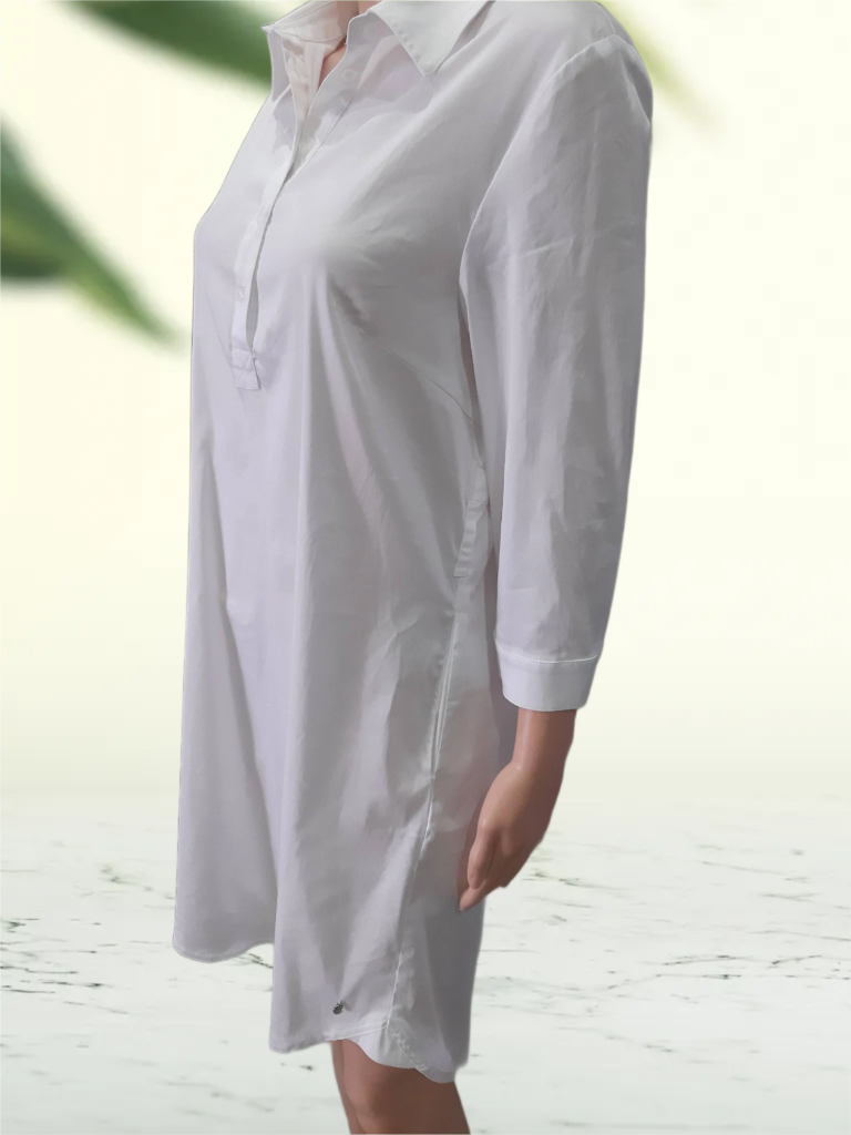 JETTE Cotton shirt-dress in sporty-elegant style, snow white