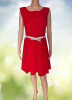 WILLIAM DE FAYE Elegant cotton dress with belt, red