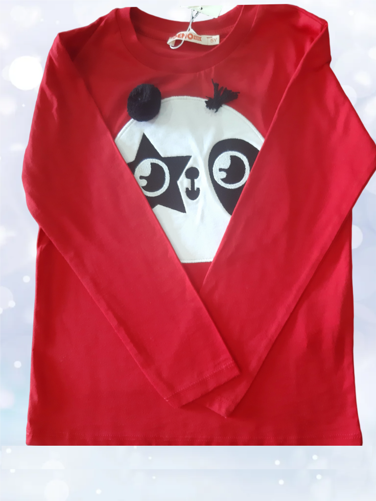 Children's cotton blouse, red with print