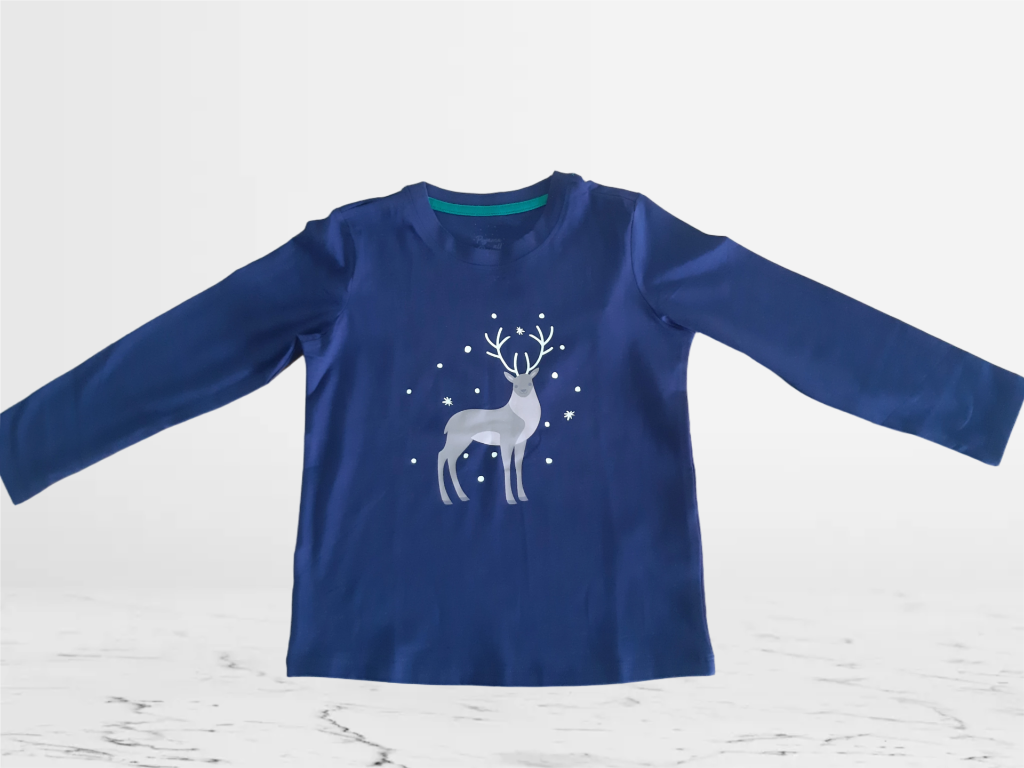 Children's cotton pajamas for boys, dark blue with print