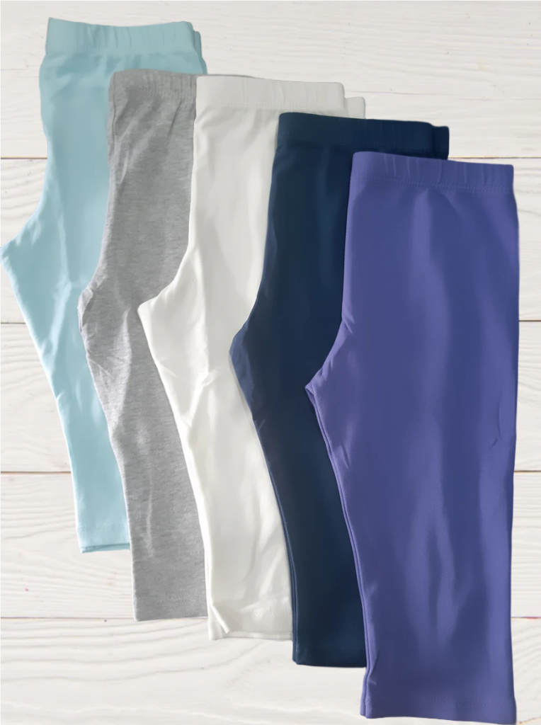 Set of 5 children's elastic cotton leggings 