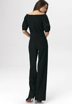 Nife Women's wide-leg jumpsuit, black 