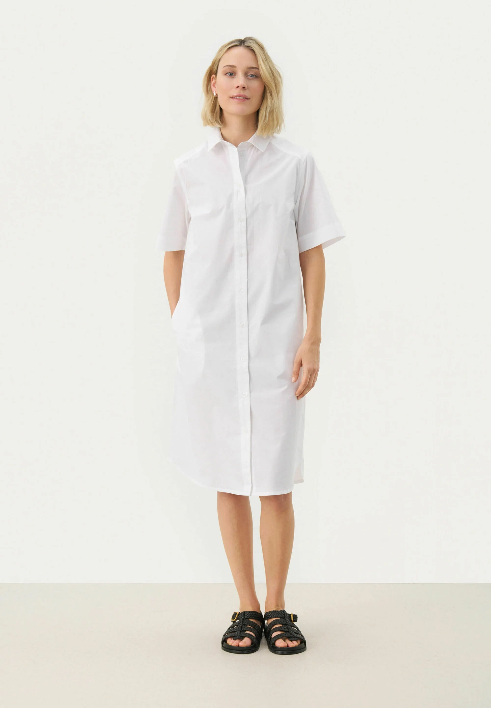VERO MODA Women's cotton shirt dress, white