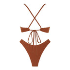 Zaful Embossed Swimsuit with Buckle and Cross Straps