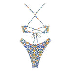 Zaful Embossed Swimsuit with Buckle and Cross Straps