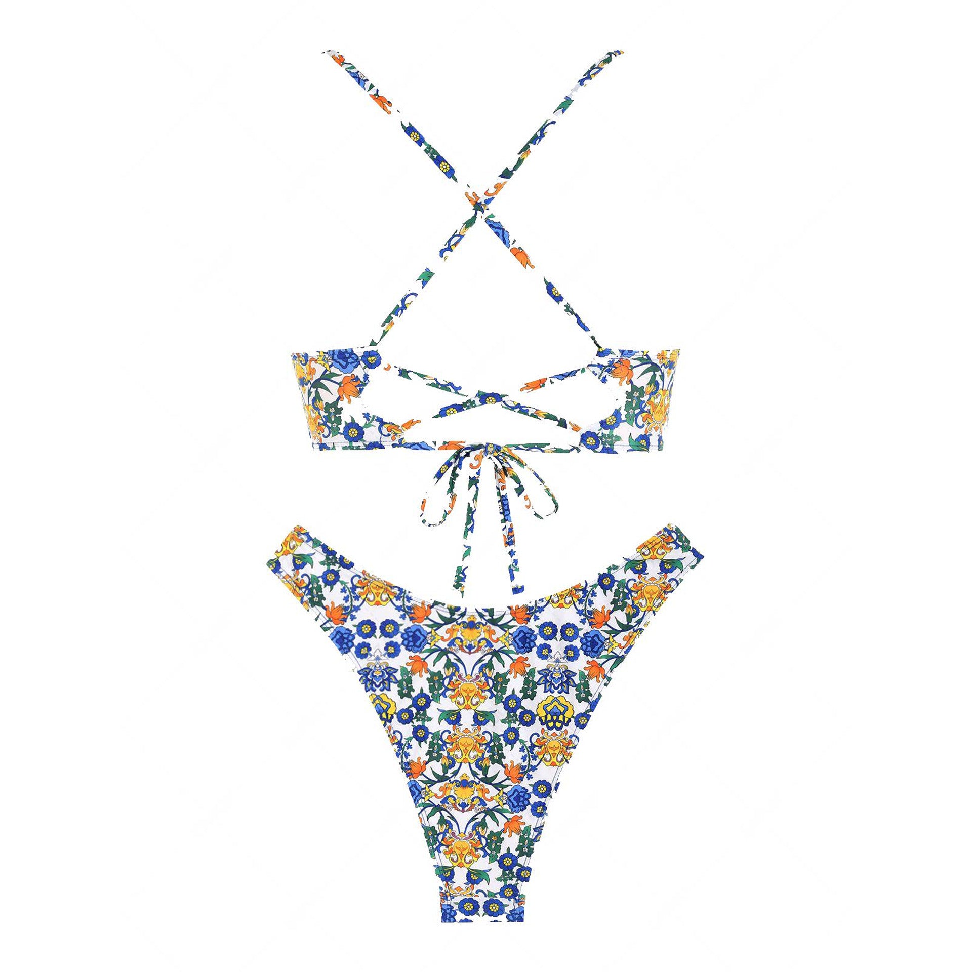 Zaful Embossed Swimsuit with Buckle and Cross Straps