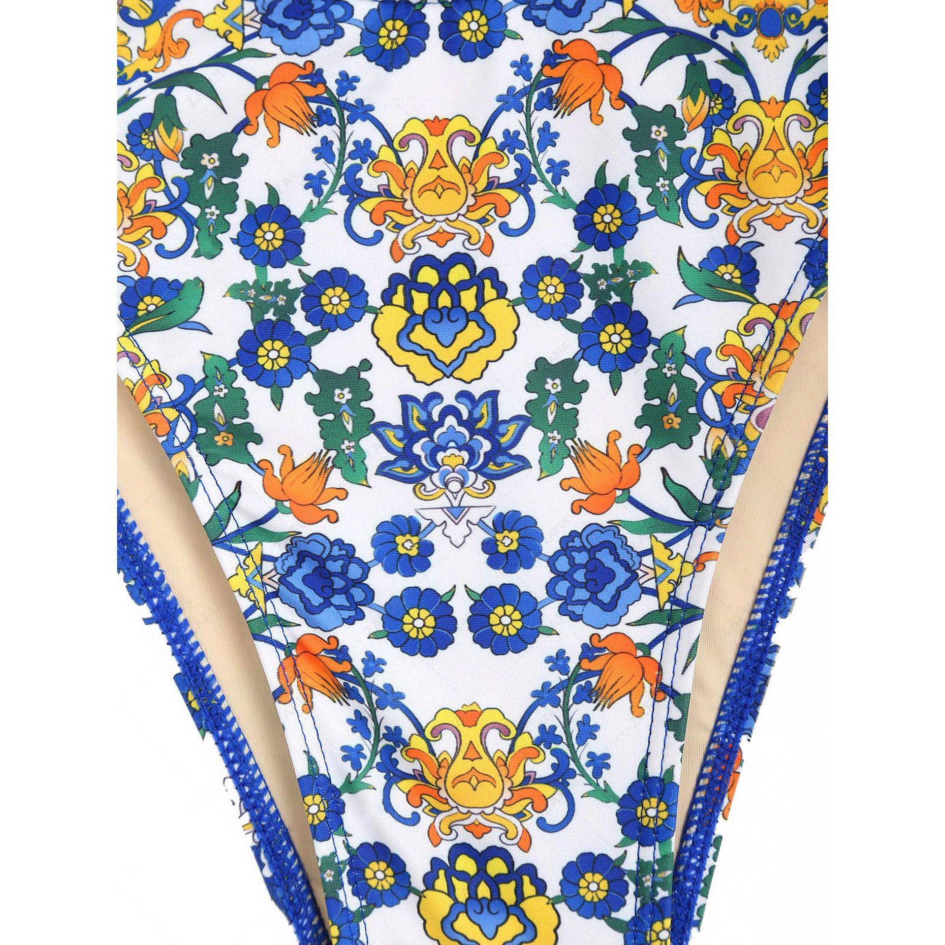 Zaful Embossed Swimsuit with Buckle and Cross Straps