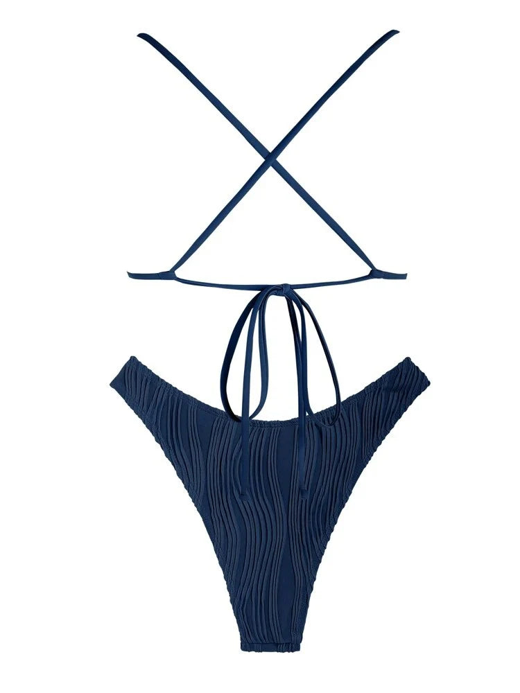 Zaful Swimsuit with gold buckle made of embossed fabric