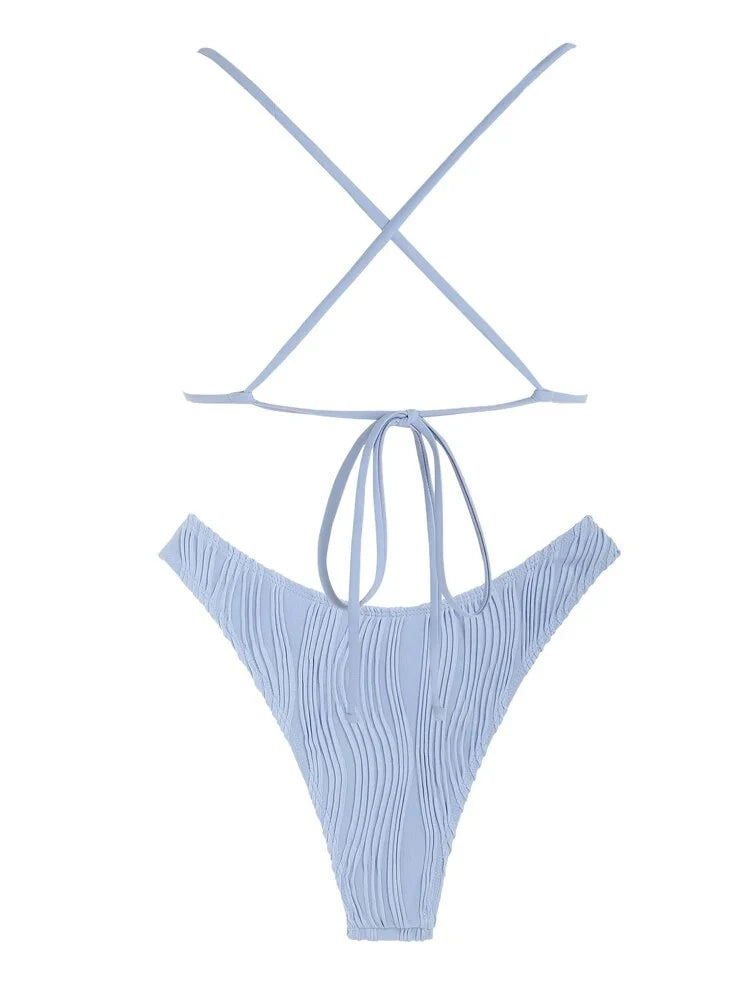 Zaful Swimsuit with gold buckle made of embossed fabric