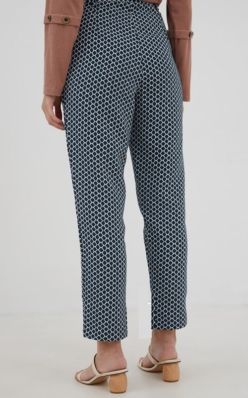 Women's elegant elastic trousers Toni, blue-white