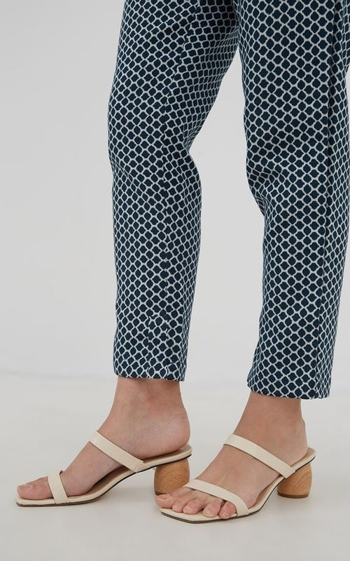 Women's elegant elastic trousers Toni, blue-white