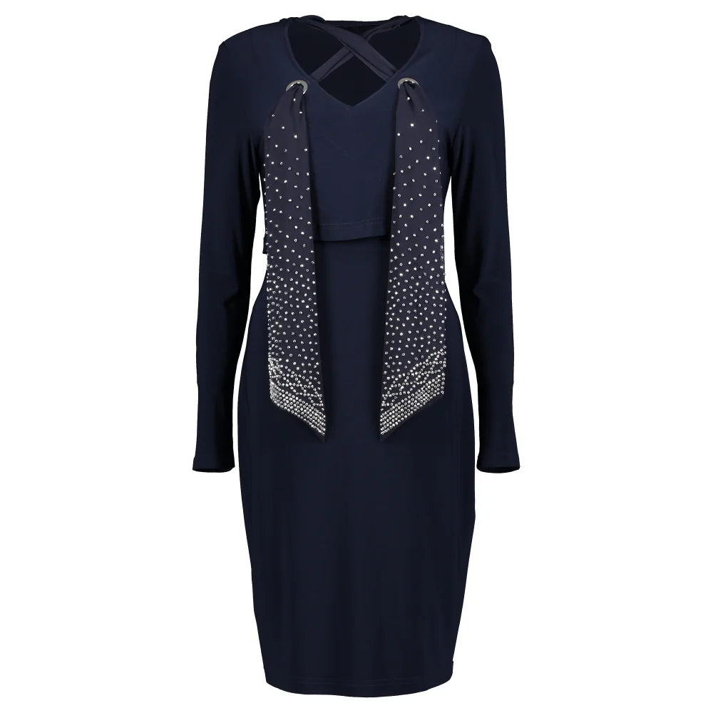 JOSEPH RIBKOFF Women's elegant dress, dark blue